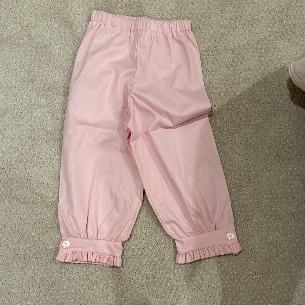Pink Ruffled Buttoned Pants